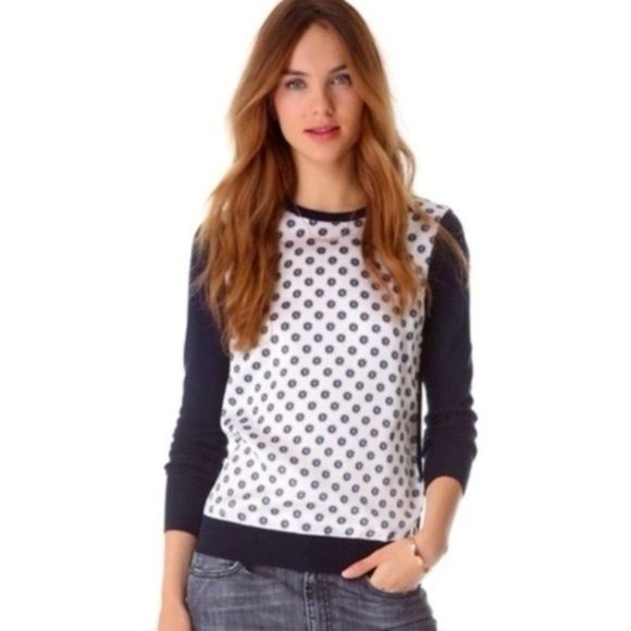 Equipment Femme “Roland” silk/wool navy/white sweater - Picture 1 of 7
